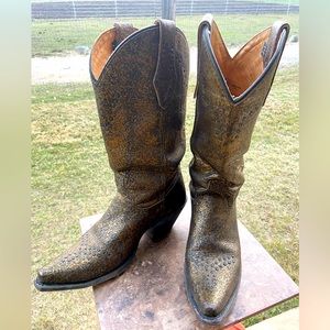 Justin Snip-toe Bronze Studded Women’s Cowboy Boots 9.5